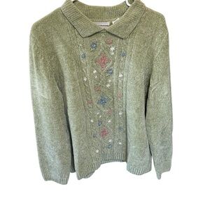 Alfred Dunner Embroidered Sweater XL Granny Sweater